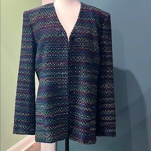 Doncaster Blue and Purple Blazer Structured Knit Jacket. Size 10. 100% silk